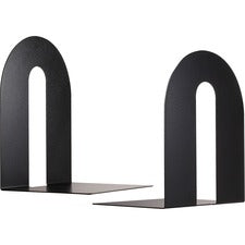 Officemate Heavy-Duty Bookends 10" Height - Desktop - Non-skid Base, Chip Resistant, Non-slip, Scratch Resistant - Enamel - Black - Steel - 2 / Pair