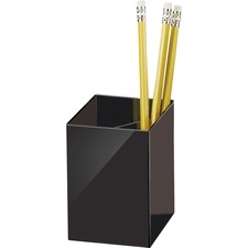 Officemate 3-Compartment Pencil Cup 4" Height x 2.9" Width x 2.9" Depth - Black - 1 Each