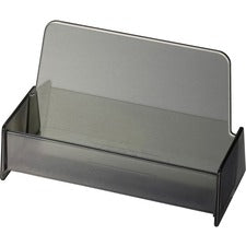 Officemate Business Card Holders 1.9" Height x 3.9" Width x 2.4" Depth - Plastic - Smoke - 1 Each