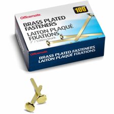 Officemate Round Head Fasteners 2" Shank - 0.50" Head - Brass - 100 / Box