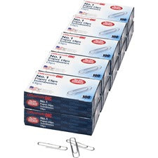 Officemate Nonskid Paper Clips No. 1 - 1.8" Length x 0.5" Width - Non-skid - Silver - Steel - 100/Box - 10 / Pack