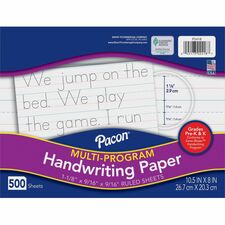 Pacon Multi-Program Handwriting Papers 500 Sheets - 1.13" Ruled - Unruled Margin - 10 1/2" x 8" Sheet Size - White Paper - 500 / Ream