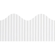 Bordette Decorative Border Rectangle with Scalloped Trim Shape - Pin-up - Fadeless - 2.25" Width x 600" Length - White - Paper - 1 Roll