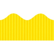 Bordette Decorative Border Rectangle with Scalloped Trim Shape - Pin-up - Fadeless - 4" Height x 2.25" Width x 600" Length - Canary - Paper - 1 Roll