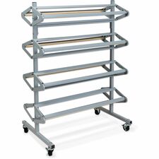 Pacon Horizontal Art Paper Roll Dispenser 36" Roll Width Supported x 9" Roll Diameter Supported - Mobile Unit, Locking Casters, Powder Coated - Gray - Steel - 1 Each