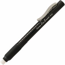 Pentel Rubber Grip Clic Eraser Black - Black Barrel - Pen - Refillable - 1 Each - Retractable, Latex-free Grip, Ghost Resistant, Pocket Clip