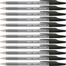 Pilot Better BP-S Ball Stick Pens 1 mm Medium Pen Point - Refillable - Black Ink - Crystal, Clear Barrel - Stainless Steel Tip - 1 Dozen