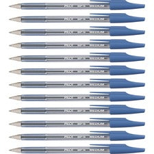 Pilot Better BP-S Ball Stick Pens 1 mm Medium Pen Point - Refillable - Blue Ink - Crystal, Clear Barrel - Stainless Steel Tip - 1 Dozen
