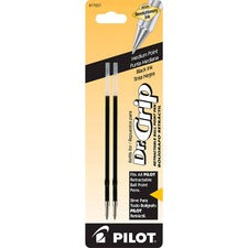 Pilot Dr. Grip Retractable Pen Refills 1 mm , Medium Point - Black Ink - 2 / Pack