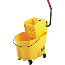 Rubbermaid Commercial Mop Bucket/Wringer Combination 8.75 gal - Putty Knife Holder - 38.1" x 16" x 23.1" - Plastic, Steel - Yellow - 1 Each