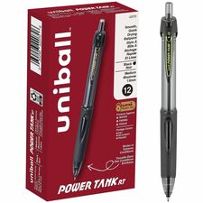 uniball™ Power Tank Retractable Ballpoint Pens 1 mm Medium Pen Point - Refillable - Retractable - Black Ink - Black Barrel - 1 Dozen