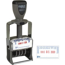 ClassiX by Xstamper Heavy-duty RECEIVED Self-Ink Dater Message/Date Stamp - RECEIVED - Red, Blue - Metal, Plastic Metal - 1 Each