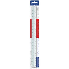 Staedtler Student Series 12" Triangular Scale 12" Length x 1" Width - 3/32, 1/8, 3/16, 1/4, 3/8, 1/2, 3/4, 1, 1-1/2 Graduations - Imperial, Metric Measuring System - Polystyrene - White - 1 Each
