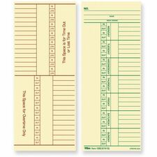 TOPS Named Days/Overtime Time Cards 3.37" x 8.25" Sheet Size - Yellow - Manila Sheet(s) - Green, Red Print Color - 100 / Pack