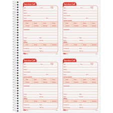 TOPS Service Call 2-part Spiral Message Slip Book 200 Sheet(s) - Spiral Bound - 2 Part - Carbonless Copy - 5.50" x 4" Form Size - 8.25" x 11" Sheet Size - White, Canary - Red Print Color - 1 Each
