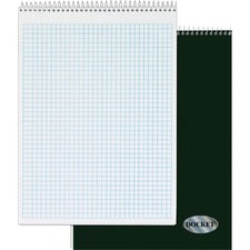 TOPS Docket Top Wire Quadrille Pad 70 Sheets - Wire Bound - 8 1/2" x 11 3/4" Sheet Size - White Paper - Chipboard Cover - Perforated, Hard Cover - 1 Each