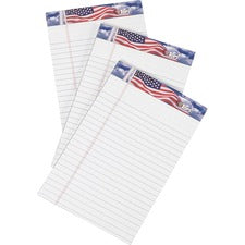TOPS American Pride Binding Legal Writing Tablet - Jr.Legal 50 Sheets - Strip - 16 lb Basis Weight - Jr.Legal - 5" x 8" Sheet Size - White Paper - Perforated, Bleed Resistant - 3 / Pack