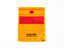 Lab-Loc® Specimen Bags with Removable Biohazard Symbol - Orange Tint - Size: 6 X 9 - Orange - Guage: 1.75 mil