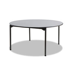 Maxx Legroom Wood Folding Table, Round, 60" x 29.5", Gray/Charcoal