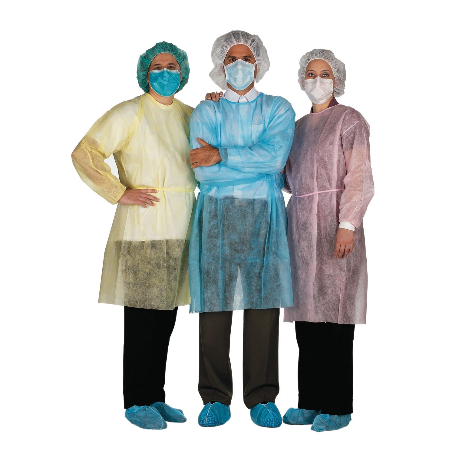 Amd-Ritmed Isolation Gowns - Heavy Weight Isolation gown - Blue - Neck-Tie - Elastic cuff - Size: Regular
