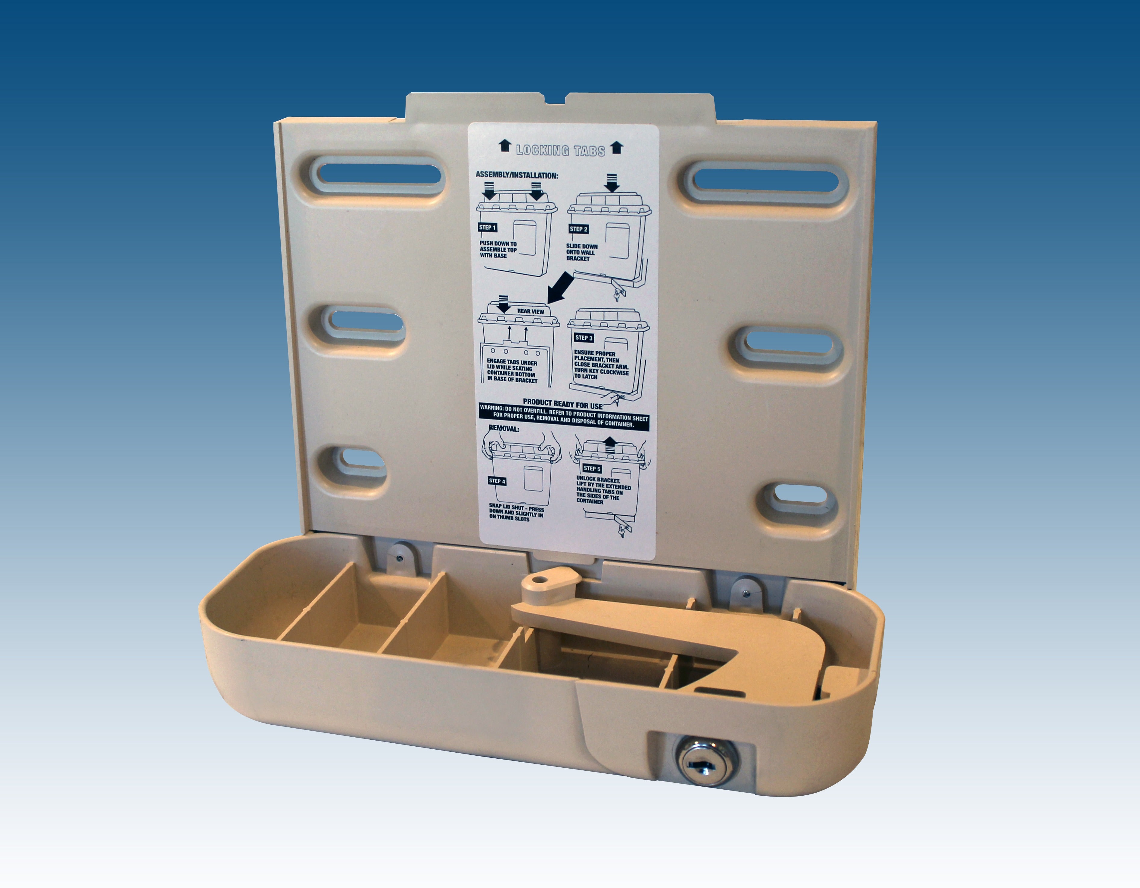 Locking Wall Bracket for 5.4 QT Sharps Container - 5”D x 12”W x 11”H