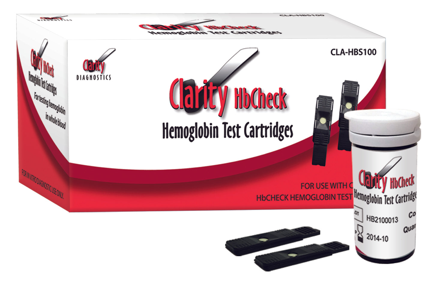 Clarity HbCheck Hemoglobin Strips CLIA Waived 100/BX (Packaged 10 Strips/Vial - 10 Vials/BX)