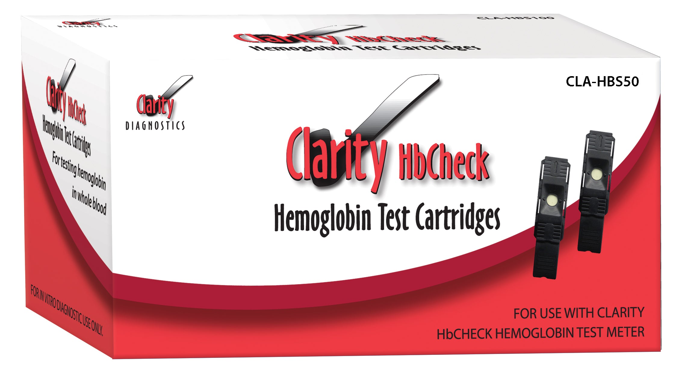 Clarity HbCheck Hemoglobin Strips CLIA Waived 50/BX (Packaged 10 Strips/Vial - 10 Vials/BX)