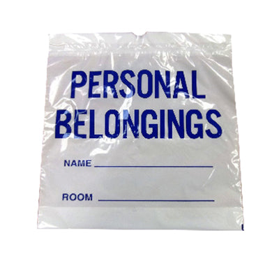 Patient Belonging Bag, 20W x 20H, 1.25 MIL, Drawtape, White Film, Blue Imprint