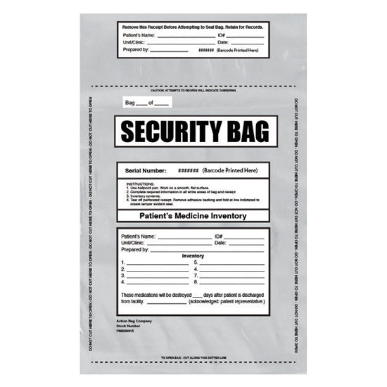 Patient's Medicine Inventory Bag, 9W x 15H, Printed