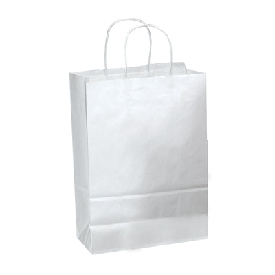 Paper Shopping Bag, 8W x 4.75D x 10.5H, White