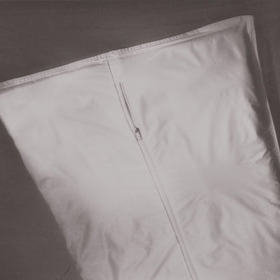 Body Pouch, Adult, 36W x 90H, 6 MIL, White Vinyl, Curved Zipper, Tags, with SHROUDKIT