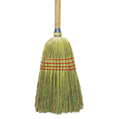 Upright Corn/Fiber Broom, 56" Overall Length, Natural, 6/Carton