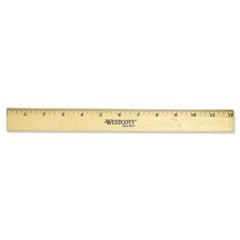 Wood Ruler with Single Metal Edge, Standard, 12" Long