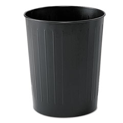 Round Wastebaskets, 6 gal, Steel, Black Round Wastebaskets, 6 gal, Steel, Black