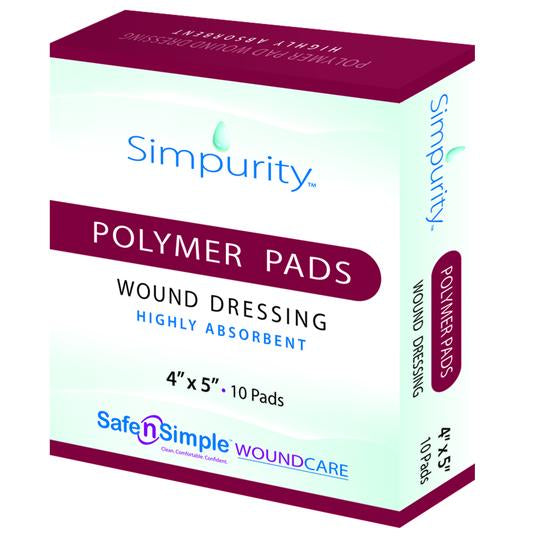 High Absorbant Polymer 4" x 5" - 10 Dressings/Box - Sterilized