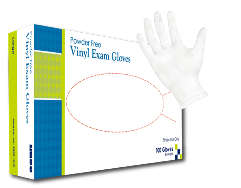 IMCO Brand Vinyl Exam Gloves Non-Sterile Medical Vinyl Powder Free Exam Gloves, X-Large