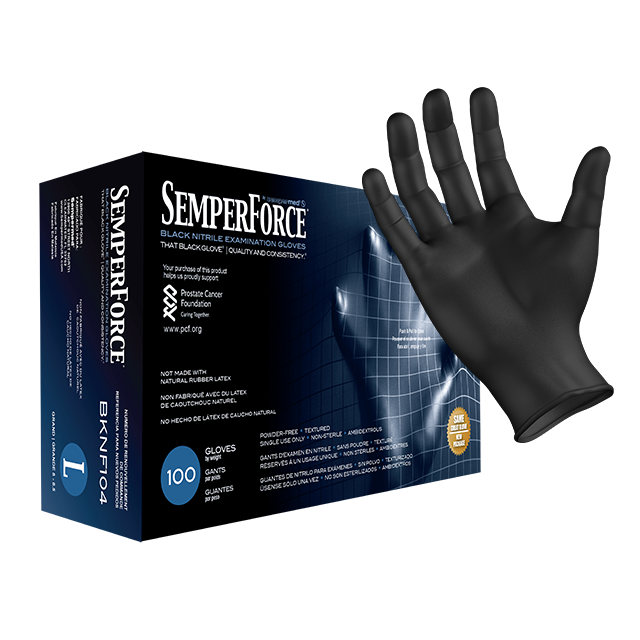 SemperForce Nitrile Exam Powder Free Textured, Black, S