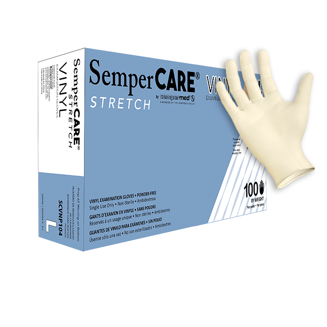 SemperCare Vinyl Exam Powder Free, Stretchy, Smooth, XL