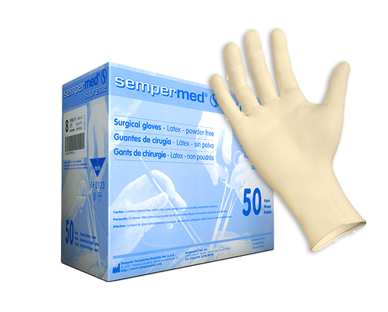 Sempermed Supreme Latex Surgical Glove, Sterile, Powder Free, Size 7