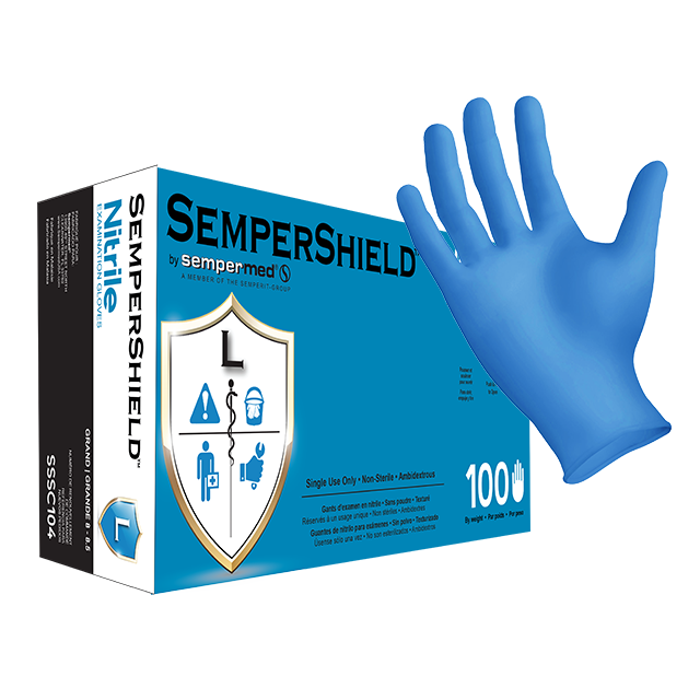 SemperShield Nitrile Exam Powder Free Standard Cuff XL