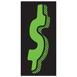 Window Sticker - 7 1/2" Flour. Green/Black "$" 12 / PK