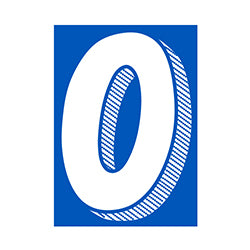 Window Sticker - 7 1/2 White/Blue #0 - Qty. 12 12 / PK