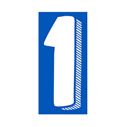 Window Sticker - 7 1/2 White/Blue #1 - Qty. 12 12 / PK