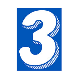 Window Sticker - 7 1/2 White/Blue #3 - Qty. 12 12 / PK