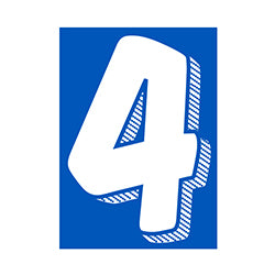 Window Sticker - 7 1/2 White/Blue #4 - Qty. 12 12 / PK