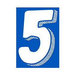 Window Sticker - 7 1/2 White/Blue #5 - Qty. 12 12 / PK
