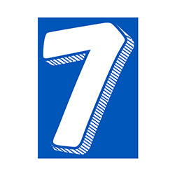 Window Sticker - 7 1/2 White/Blue #7 - Qty. 12 12 / PK