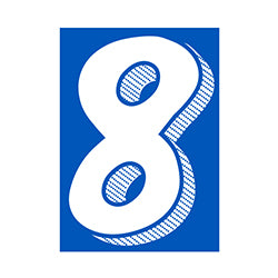 Window Sticker - 7 1/2 White/Blue #8 - Qty. 12 12 / PK