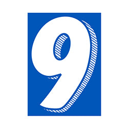 Window Sticker - 7 1/2 White/Blue #9 - Qty. 12 12 / PK