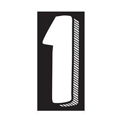 Window Sticker - 7 1/2 White/Black #1 - Qty. 12 12 / PK